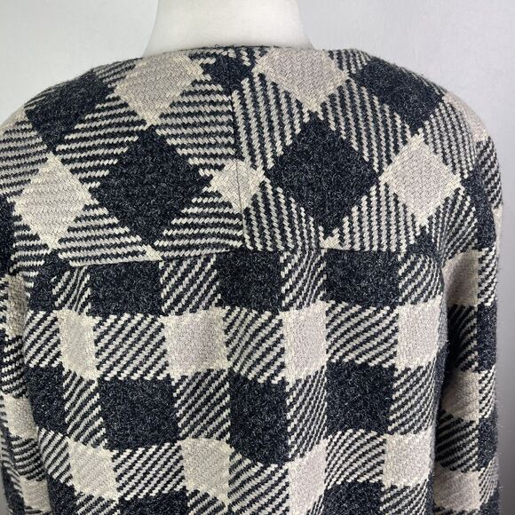 Talbots Wool Blend Blazer Italian Fabric 14P Gingham Plaid Cropped Careerwear - Picture 13 of 13